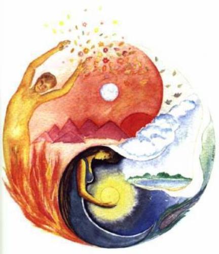 https://maessage.wordpress.com — symbole chinois du yin et du yang • dessin de NYO, illustrateur, photographe : « Taijitu polarity » / « Polarité du taijitu »